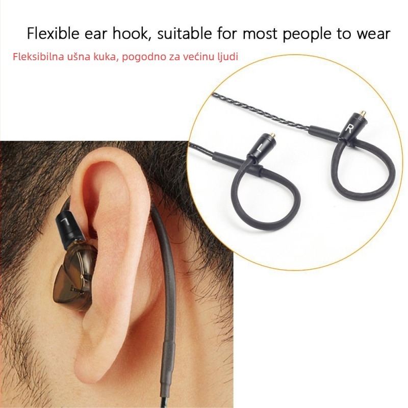 MMCX univerzalni audio kabel za slušalice SE215 SE535 UE900 – pleteni kabel, jezgro od bezoksidnog bakra, PVC izolacija