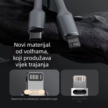 Apple PD brzi punjački kabel, denim pleteni, sučelja Lightning i USB-C, do 27W