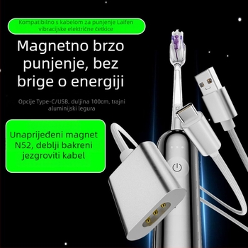 USB magnetski kabel za punjenje Leifen električne četkice, model LFTB01-P, kompatibilan s Leifen, proizvođač Yixin Industrial, 2024.