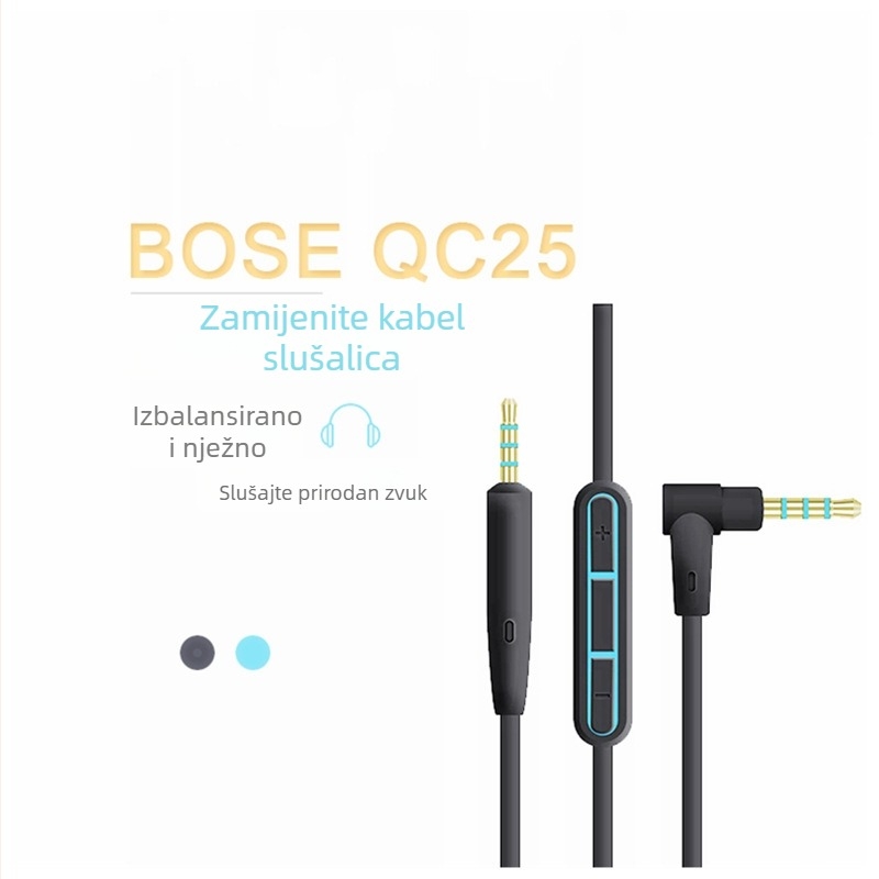 Audio kabel za QC25/Soudtrue slušalice, zlatni premaz, bakar bez kisika, jezgra od čistog bakra