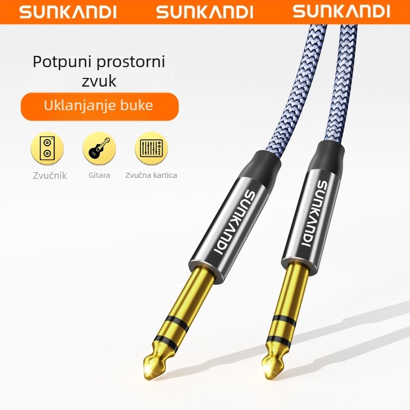 Sunkandi 6,5 mm gitarni audio kabel, troje vodiča, muški–muški 6,35 mm, pozlaćeni konektori
