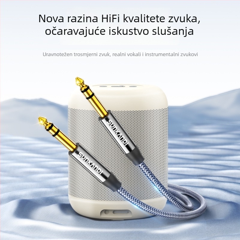 Sunkandi 6,5 mm gitarni audio kabel, troje vodiča, muški–muški 6,35 mm, pozlaćeni konektori