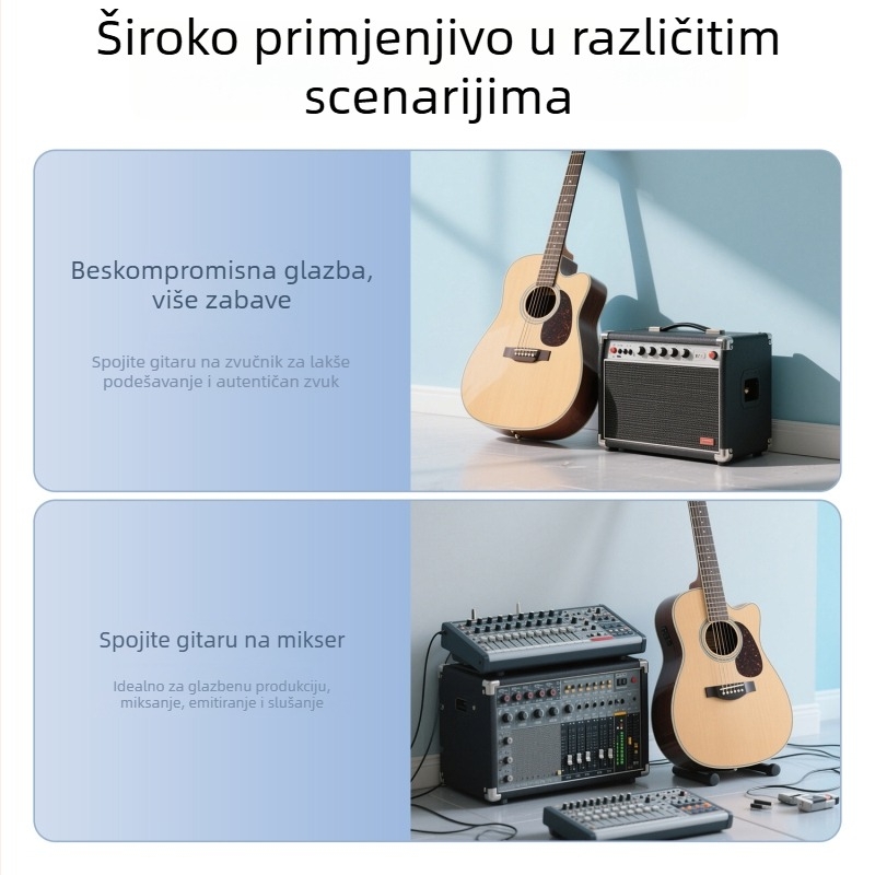 Sunkandi 6,5 mm gitarni audio kabel, troje vodiča, muški–muški 6,35 mm, pozlaćeni konektori