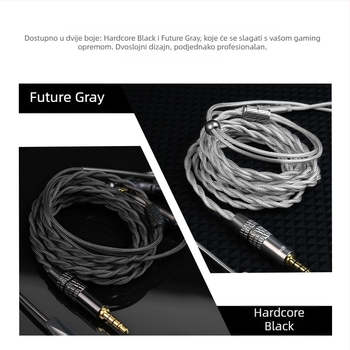Cvj Hato2 pleteni gaming kabel s rotirajućim mikrofonom i zamjenjivim 3,5 mm / USB Type-C priključcima