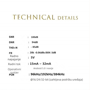 Type-C adapter za slušalice, 3,5 mm audio kabel, pozlaćen, 2-u-1, model E384
