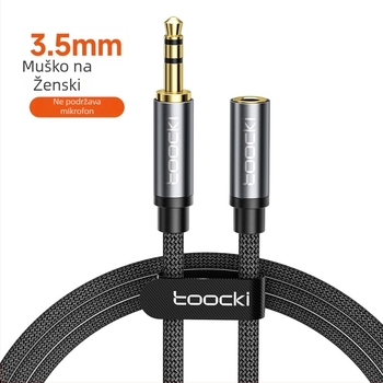 Toocki TQ-21 3,5 mm AV audio produžni kabel, pozlaćeni, jezgro od emajliranog bakra, bakreni vodič (RoHS)