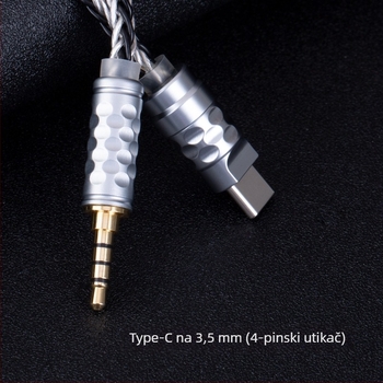Bartok Tl01 Type-C na 3,5 mm auto AUX audio kabel sa srebrno-pokovanim bakrenim jezgrom, bez kisik bakreni vodic, digitalni DAC dekoder, ROHS certifikat
