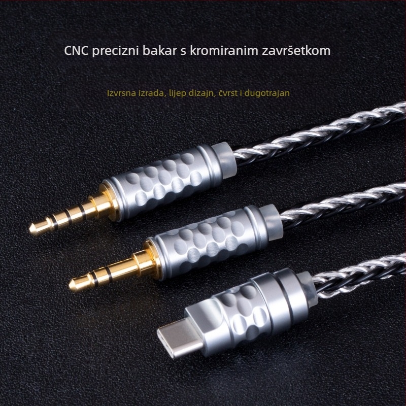 Bartok Tl01 Type-C na 3,5 mm auto AUX audio kabel sa srebrno-pokovanim bakrenim jezgrom, bez kisik bakreni vodic, digitalni DAC dekoder, ROHS certifikat