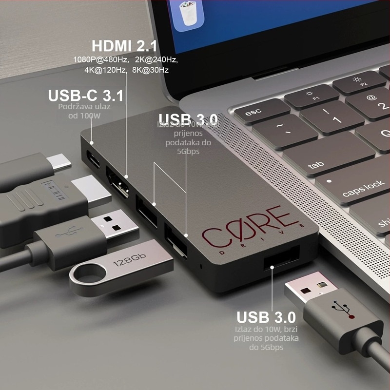 NS2 prijenosni dok za Nintendo Switch i Steam Deck, ABS materijal, težina 195 g