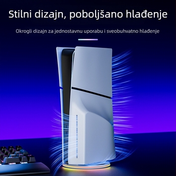PS5 vertikalni stalak s RGB osvjetljenjem i hlađenjem, ABS, USB kabel u paketu, kompatibilan s PS5, PS5 Slim, PS5 Pro