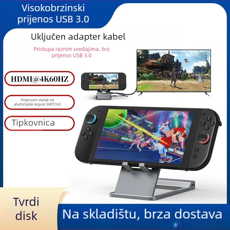 Switch2 Držač za projekciju zaslona — 4K60 HDMI video konverter, prijenosna USB-C podrška za Switch, Switch 2 i mobilne uređaje