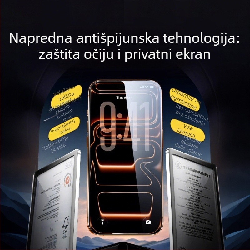 Papami zaštitnik zaslona od kaljenog stakla za iPhone 14 Pro Max – prednji, cijeli zaslon, zaštita privatnosti