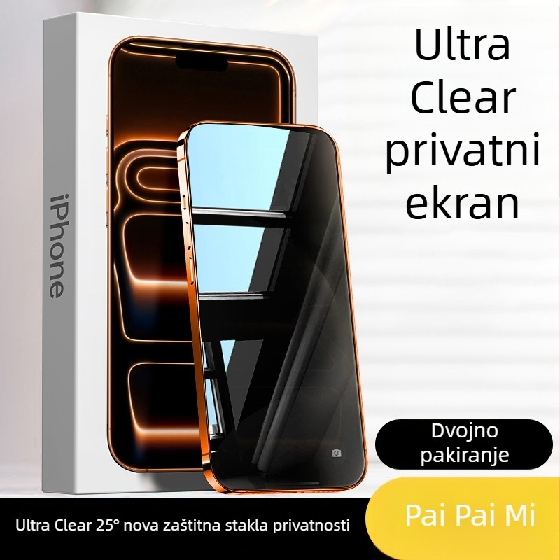 Papami zaštitnik zaslona od kaljenog stakla za iPhone 14 Pro Max – prednji, cijeli zaslon, zaštita privatnosti