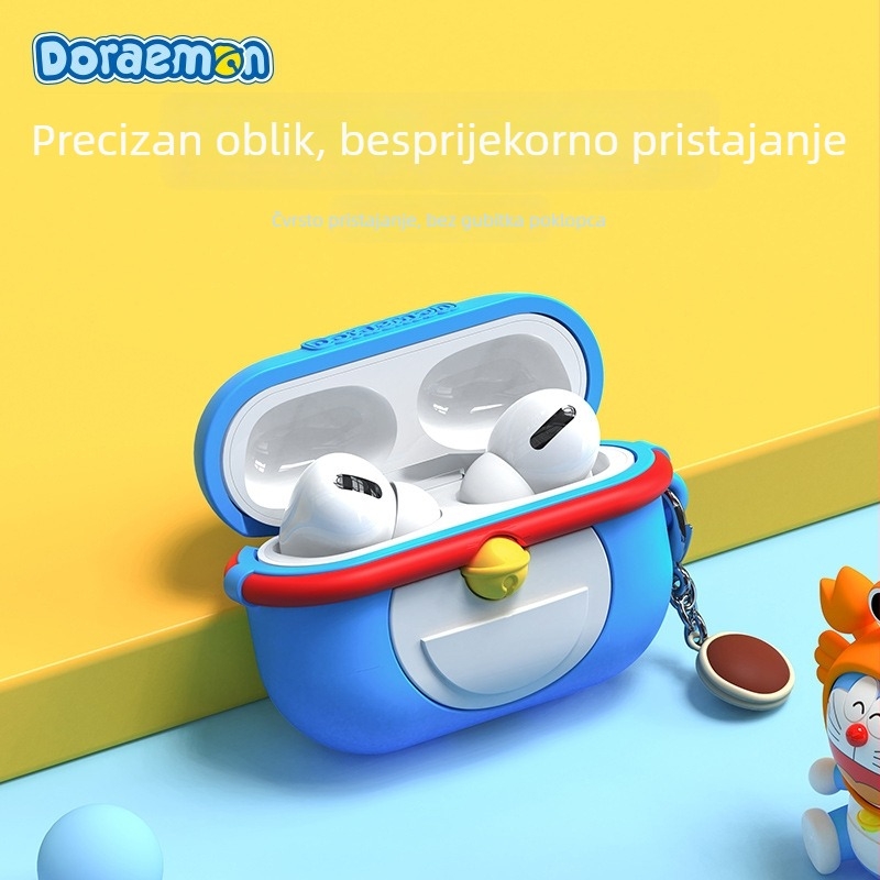 Rock Doraemon silikonska futrola za AirPods 3/Pro/Pro2 – mekano kućište s 3D reljefom, prilagodljivo, Apple kompatibilno