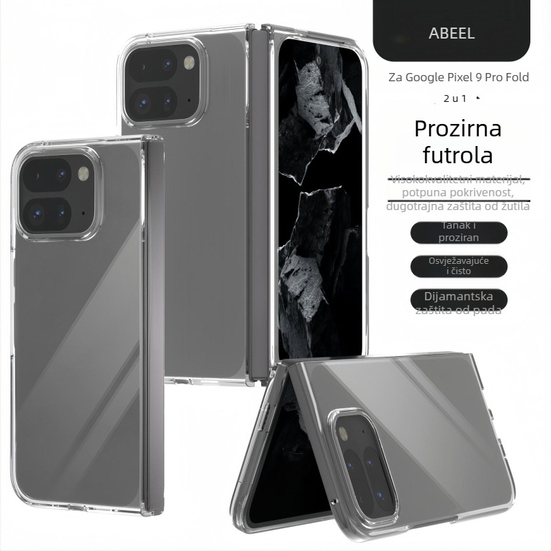 Prozirno sjajno PC tvrdo kućište za Google Pixel 10/9 Pro Fold