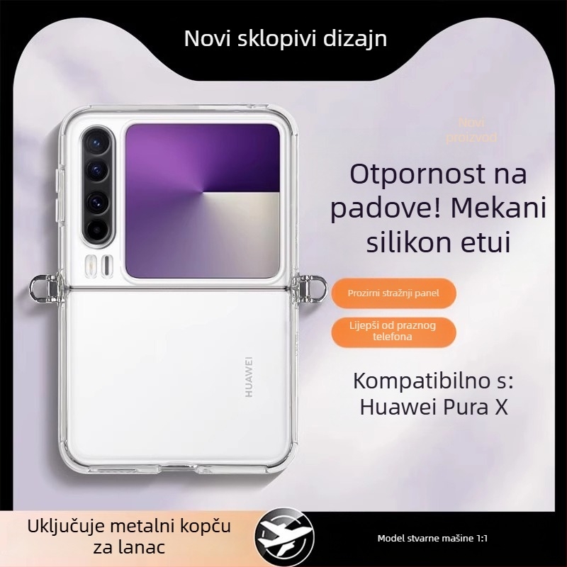 Huawei PuraX silikonsko kućište s kukom za crossbody, mekano kućište, otpornost na pad