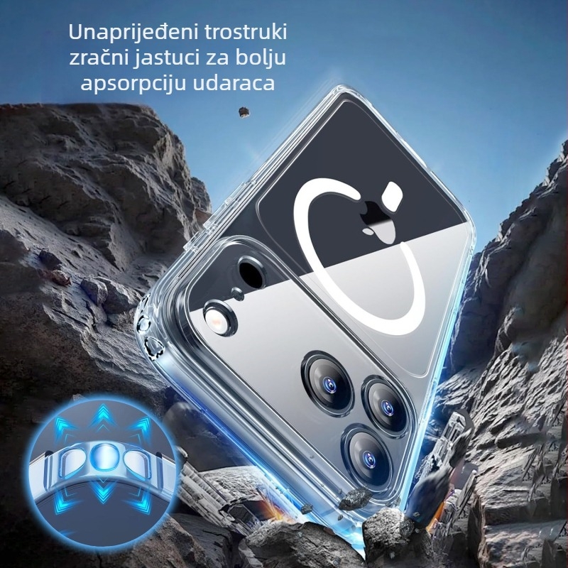 Prozirna magnetska maska za telefon s preciznim otvorima i potpunom zaštitom leće za iPhone 11–14 Pro/Max (Materijal: TPU+PC; Proizvodnja: injekcijsko oblikovanje; Funkcije: magnetsko privlačenje, otpornost na pad)