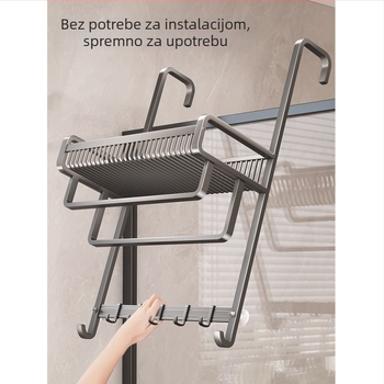 Aluminijski stalak za ručnike u kupaonici, bez bušenja, troetažni, završna plastifikacija sprejem plastike, nosivost 20 kg