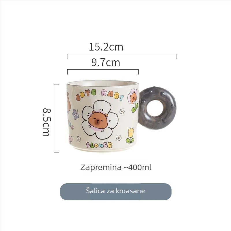 Keramički set posuđa s podglazurnom bojom, crtani dizajn, sladak stil, nepravilni oblik; pogodan za mikrovalnu pećnicu; uključuje zdjele za rižu, salatu, juhu i pladanj s ribom