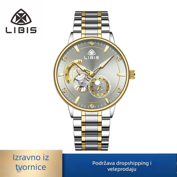 Libis muški pilotski mehanički sat, pokret 9029G, narukvica od finog čelika, leptir dvostruki zatvarač, analogni prikaz
