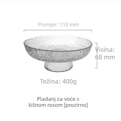 Stakleni tanjur za voće na visokoj nozi sa teksturom kaljenog – Brend Lucheng xiye