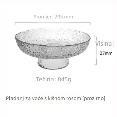Stakleni tanjur za voće na visokoj nozi sa teksturom kaljenog – Brend Lucheng xiye