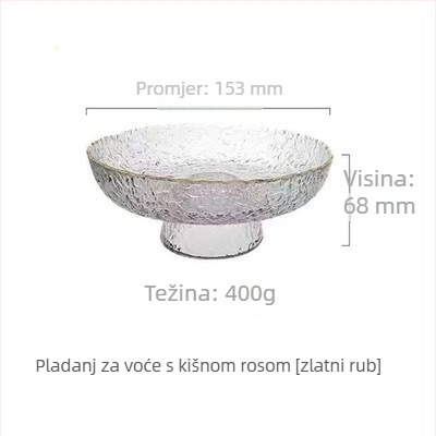 Stakleni tanjur za voće na visokoj nozi sa teksturom kaljenog – Brend Lucheng xiye