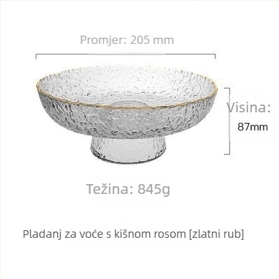 Stakleni tanjur za voće na visokoj nozi sa teksturom kaljenog – Brend Lucheng xiye
