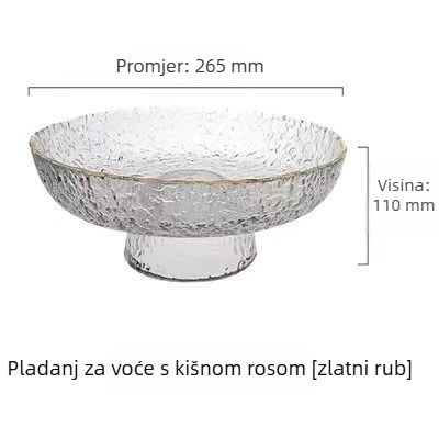 Stakleni tanjur za voće na visokoj nozi sa teksturom kaljenog – Brend Lucheng xiye