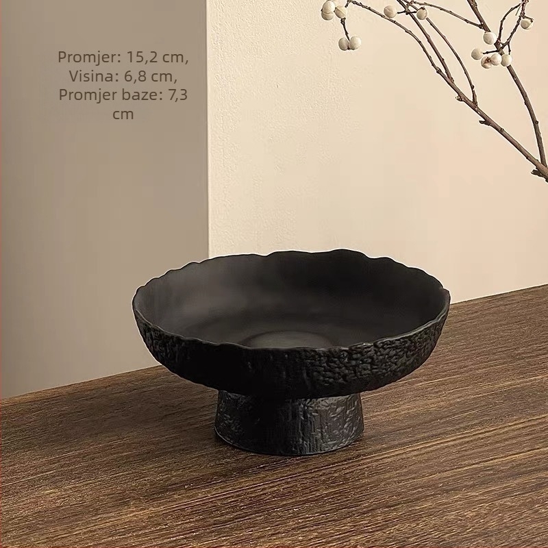 Stakleni tanjur za voće na visokoj nozi sa teksturom kaljenog – Brend Lucheng xiye