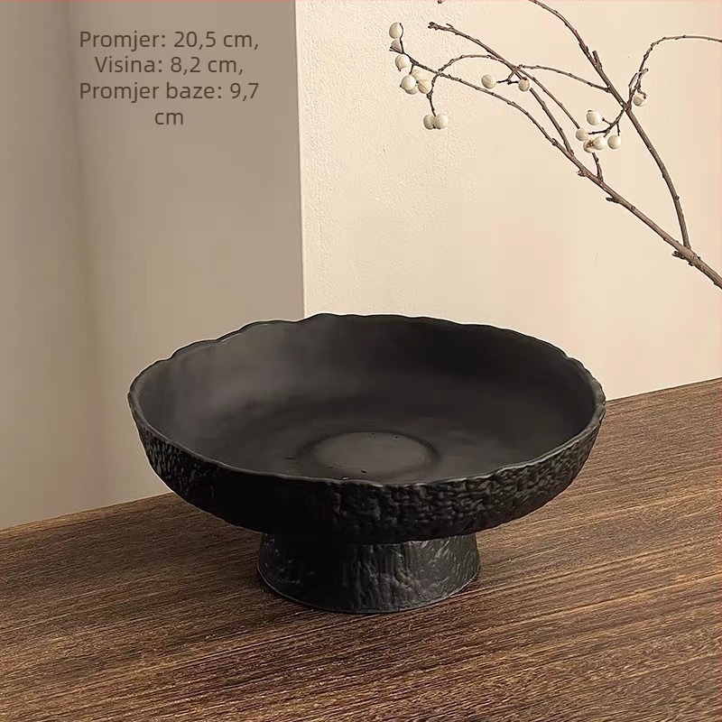 Stakleni tanjur za voće na visokoj nozi sa teksturom kaljenog – Brend Lucheng xiye