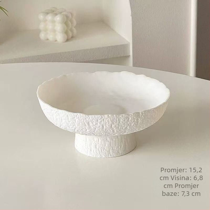 Stakleni tanjur za voće na visokoj nozi sa teksturom kaljenog – Brend Lucheng xiye