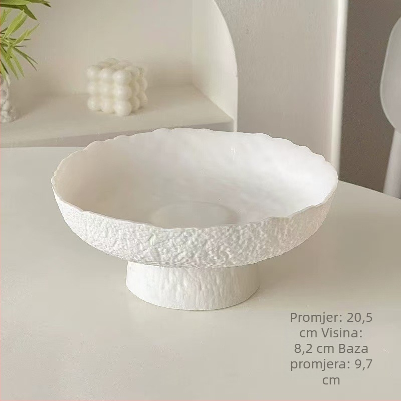 Stakleni tanjur za voće na visokoj nozi sa teksturom kaljenog – Brend Lucheng xiye