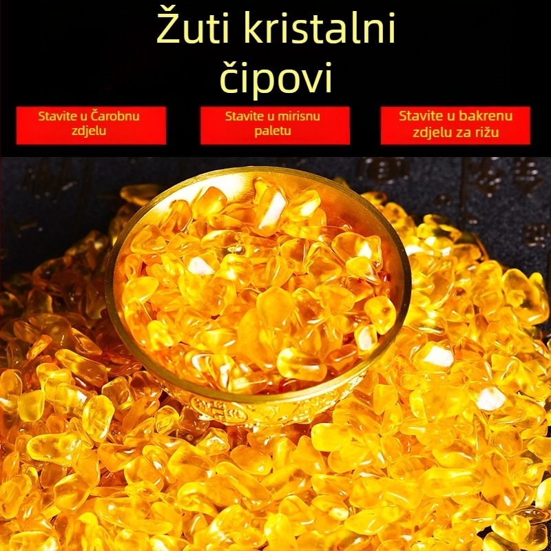 Citrin kristalni geometrijski ukras za akvarij i kućnu dekoraciju — moderni minimalistički stil, pakirano u PP vrećicu
