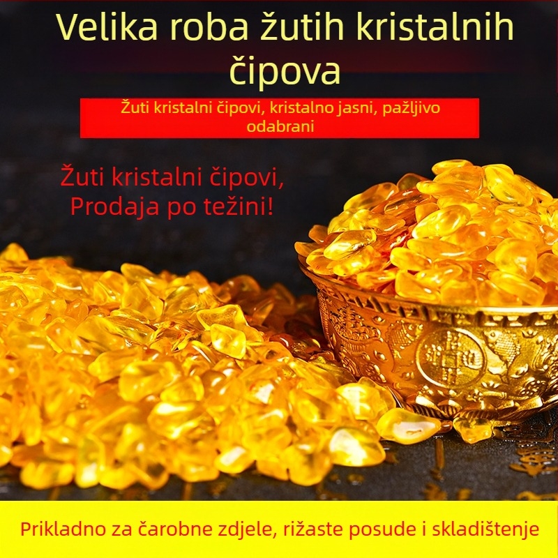 Citrin kristalni geometrijski ukras za akvarij i kućnu dekoraciju — moderni minimalistički stil, pakirano u PP vrećicu