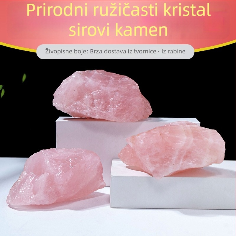 Ružičasti kvarc – kristalni neravni kamen – Runyang – 100–1200 g – moderna minimalistička dekoracija