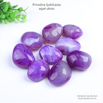 Ručni komad od achata s ljubičastim prugama; Materijal: achat; Marka: Crown Jewelry; Stil: moderna jednostavnost; Pakiranje: PP vrećice