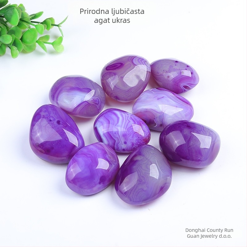 Ručni komad od achata s ljubičastim prugama; Materijal: achat; Marka: Crown Jewelry; Stil: moderna jednostavnost; Pakiranje: PP vrećice