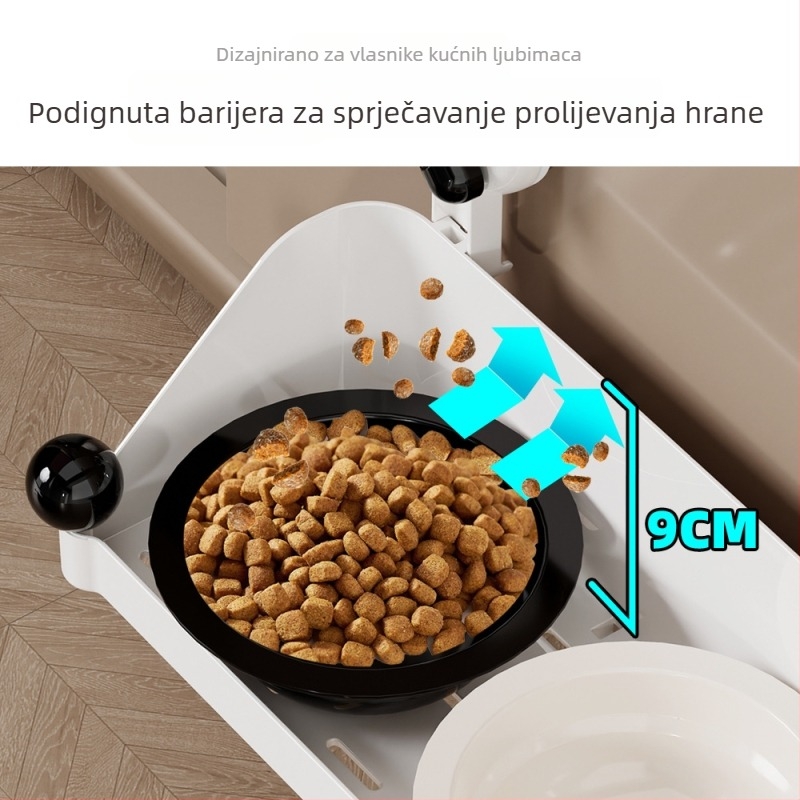 Fafa Meow viseća posuda za mačke s usisnom čašom, zidna posuda u obliku UFO-a, dvostruka posuda, prilagodljiva visina, zaštita vrata, keramička posuda za hranu mačaka