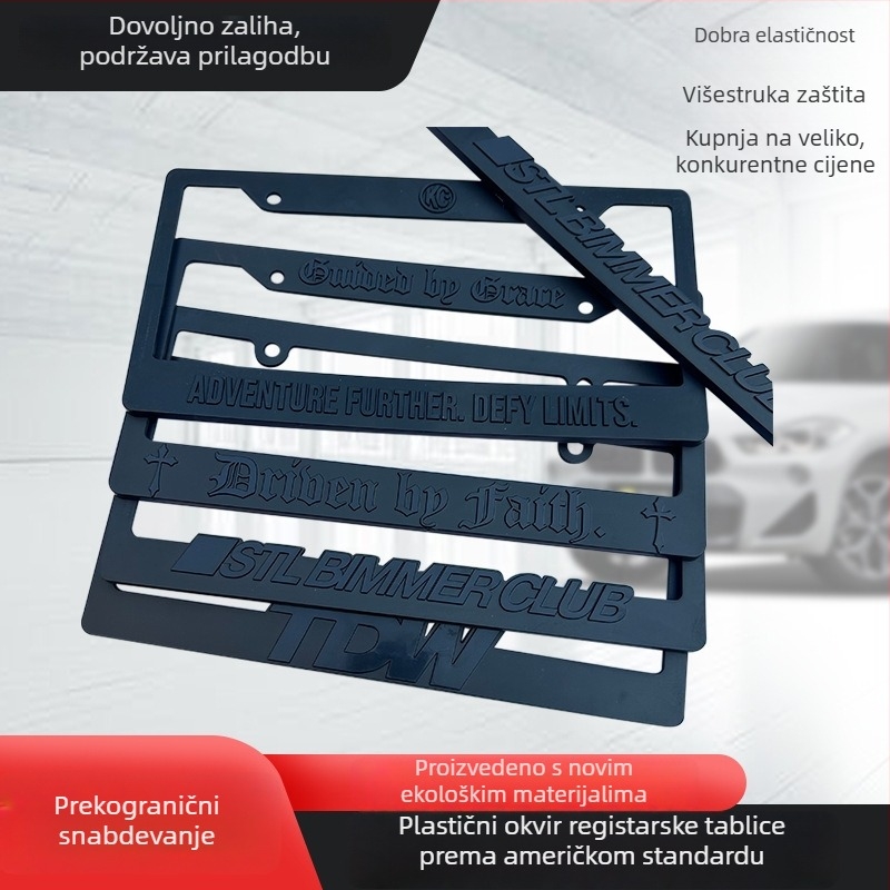 Plastični okvir za registarsku pločicu prema američkim propisima s logom, opća kompatibilnost.