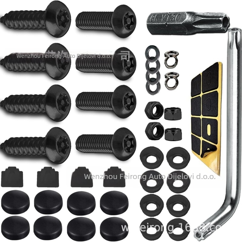 Feirong 304 nehrđajući čelik — okvir za američku registarsku ploču sa vijcima i kopčom, univerzalna kompatibilnost