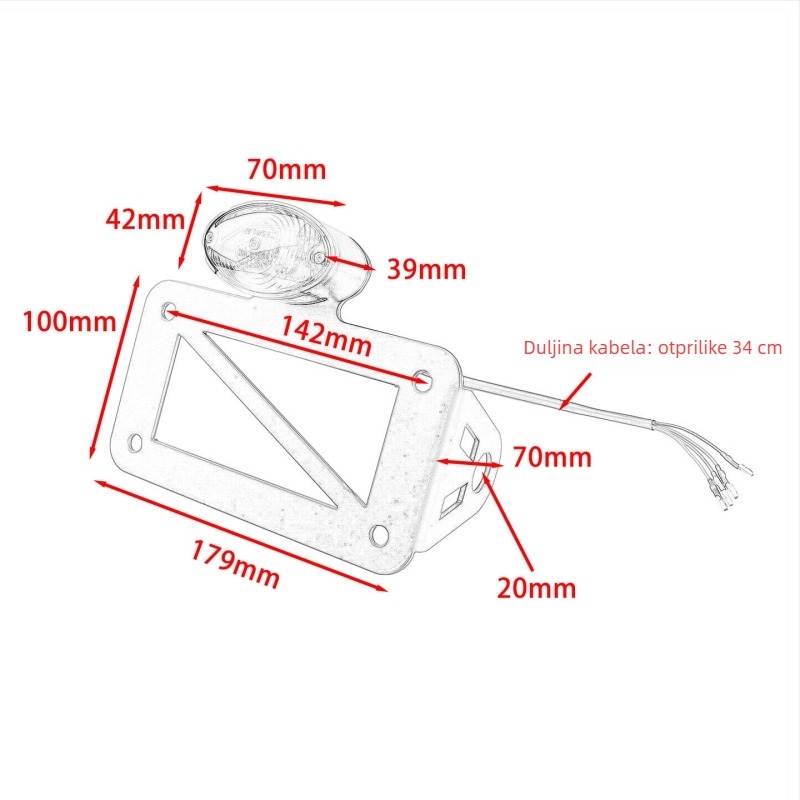 Držač svjetlosnog registarskog broja za motocikl, željezo, retro američki cruiser bočni držač registarske pločice