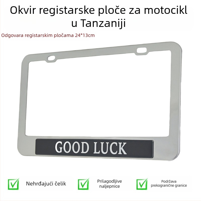 Okvir registarske pločice motocikla od nehrđajućeg čelika, model XC-W285-8K s oglednom površinom, brenda Wenshuai, kompatibilan s US standardom.