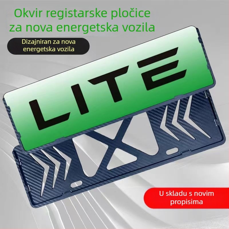 ABS okvir za pločicu registracije s bijelim rubom – plastični držač pločice za električna i benzinska vozila, univerzalna prilagodba, dimenzije 452×151 mm / 492×151 mm
