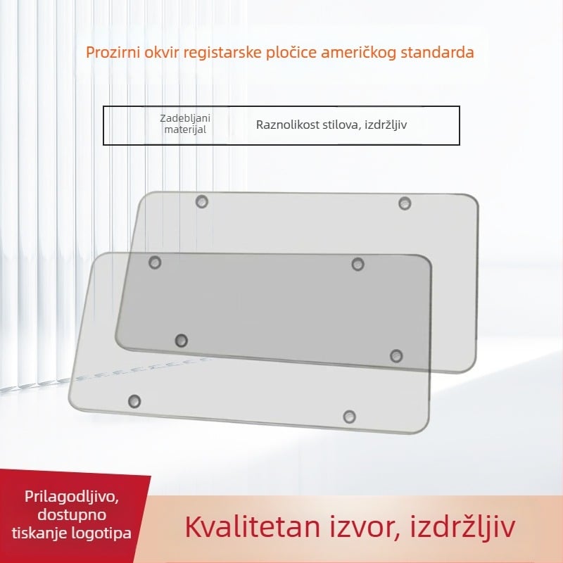 Okvir za registarsku pločicu u američkom stilu, prozirni, od aluminijske legure, veličina 31×16 cm