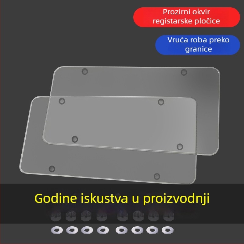 Okvir za registarsku pločicu u američkom stilu, prozirni, od aluminijske legure, veličina 31×16 cm