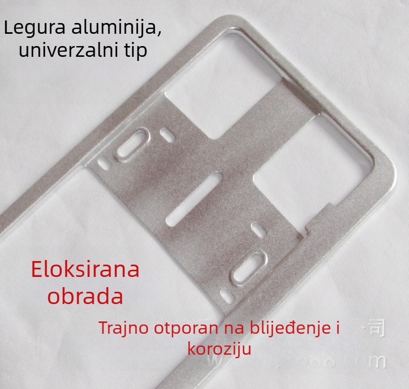 Aluminijski okvir za registarsku pločicu, univerzalnog tipa, s više rupa, lagana konstrukcija, dimenzije 173x500 mm