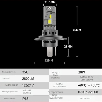 LED prednje svjetlo za auto Plug-in, 1:1 replika halogene lampe, montaža bez oštećenja, dvostruka bakrena cijev, integrirani daleki i blizu snop, H4, svjetlo za maglu H8