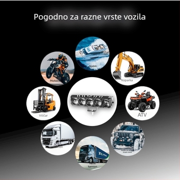 Vanjski motociklistički far s pet LED lampi, IP67 vodootporan, LED, 35W, 9–80V, aluminijsko kućište