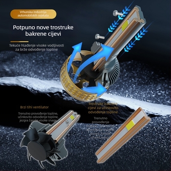 320W LED far automobila, kompatibilan s H7/H4, tri bakrena cijev, avion aluminij, visok i nizak snop, 9-36V